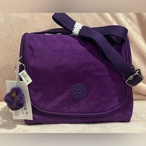 Kipling Deep Purple Insulated Lunch Bag with Adjustable Strap new with tags